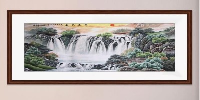 手工刺绣办公室装饰画山水画