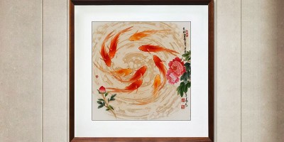 手工刺绣餐厅装饰画